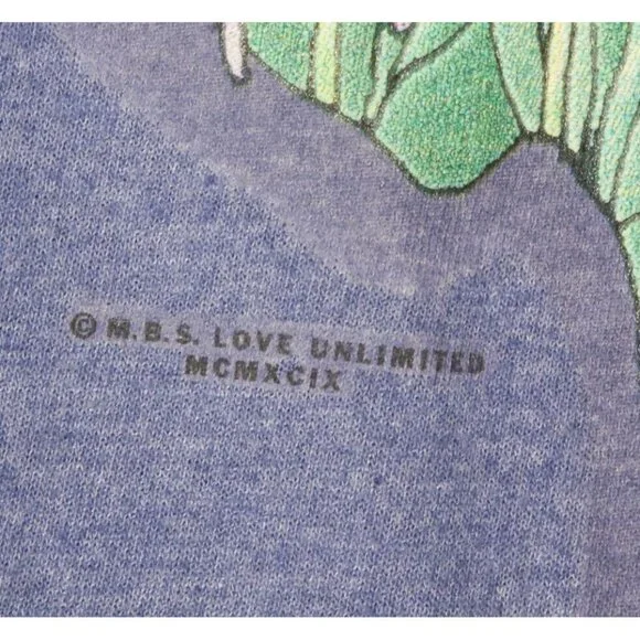 Vintage 90s Nature Butterfly Hummingbird Blue Men's T-Shirt 1999 Tee size L /056 - Picture 3 of 4